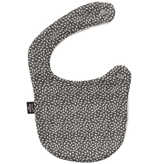 Bavoir nourrisson – imprimé pétale blanc et gris gris