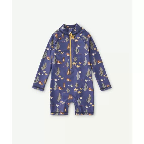 Combinaison anti-uv bébé garçon bleue et imprimée –  – Soldes