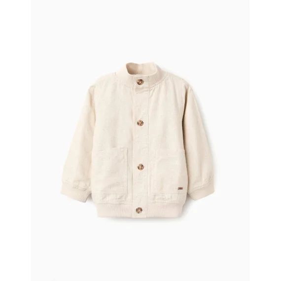 Veste Bomber En Lin Beige Clair