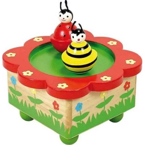 Boite à musique ULYSSE 1128 pour enfant – personnages aimantés Abeille et Coccinelle – Les tulipes d&rsquo;Amsterdam vert