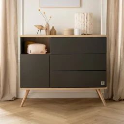 Commode 1 Porte 3 Tiroirs Gris