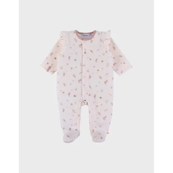 Pyjama Bébé En Velours À Volants Rose
