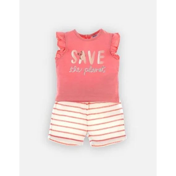 Set t-shirt + short en coton BIO rose