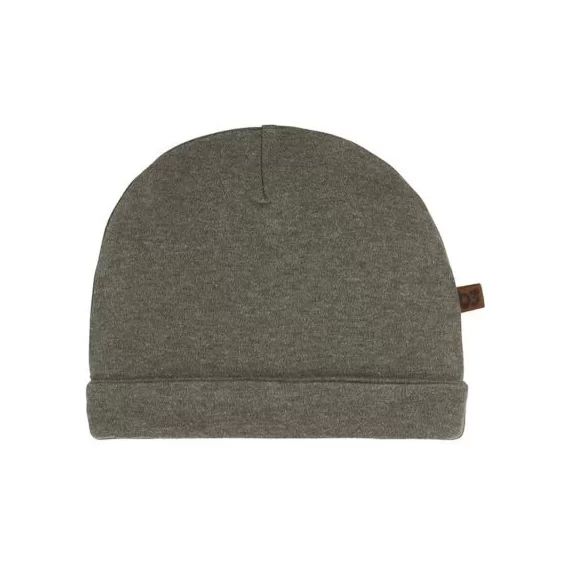 Bonnet bébé en coton bio Melange kaki (0-3 mois)