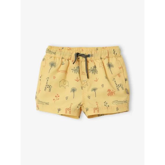 Caleçon de bain bébé garçon jungle jaune imprimé