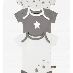 Body Manches Courtes En Coton Bio À Motifs Étoiles (lot De 3) Gris