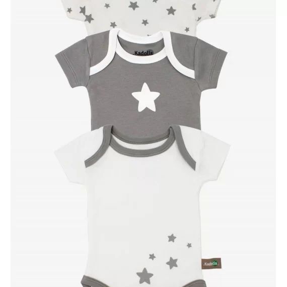Body Manches Courtes En Coton Bio À Motifs Étoiles (lot De 3) Gris