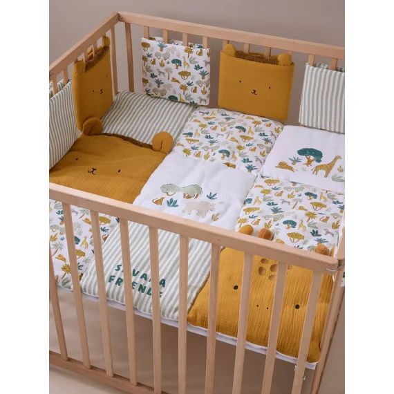 Tour de lit / tour de parc pare-chocs SAVANA multicolore