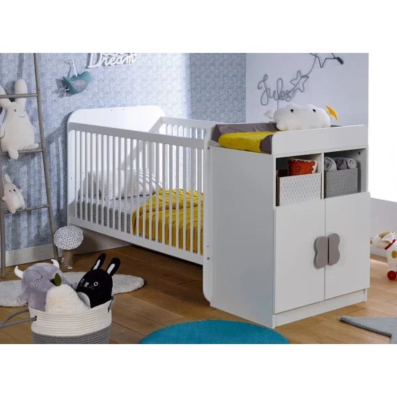 Lit Bébé Évolutif Combiné Madrid Blanc