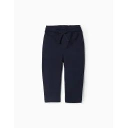 Pantalon En Piqué De Coton Bleu Foncé
