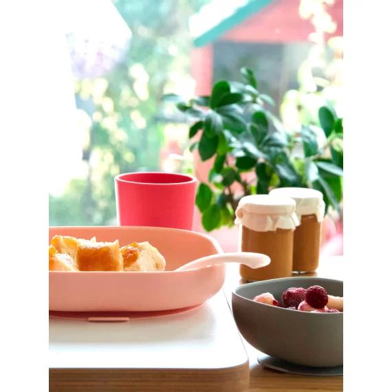 Set vaisselle 4 pièces silicone BEABA rose