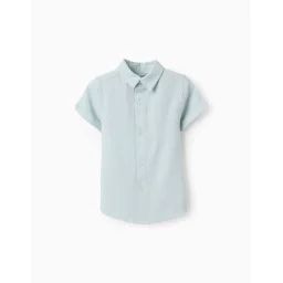 Chemise En Viscose, Coton Et Lin Bleu Clair