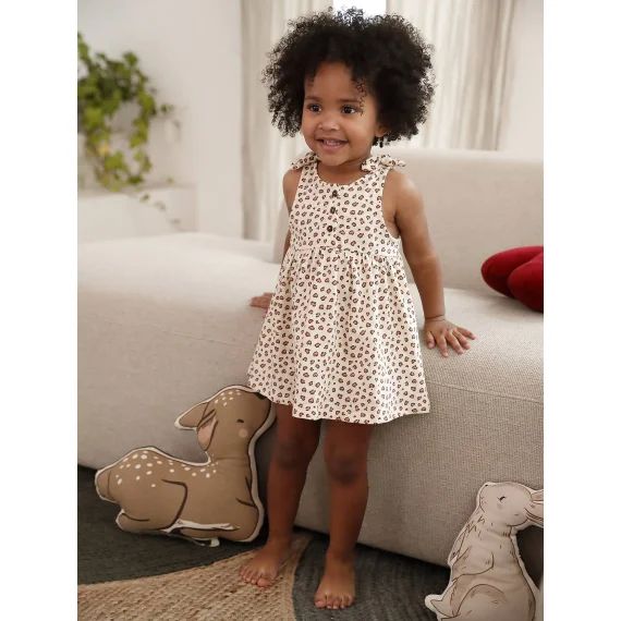 Robe à bretelles imprimée bébé vanille