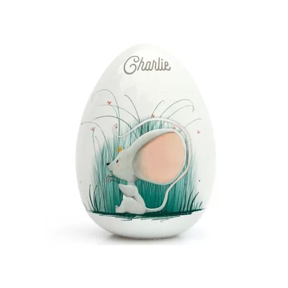 Oeuf en porcelaine Souris (personnalisable)