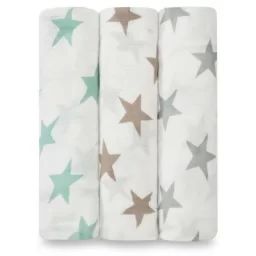 Lot de 3 maxi langes Swaddle bambou Milky way étoiles pastel
