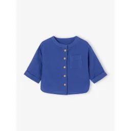 Chemise col mao bébé en gaze de coton personnalisable bleu électrique