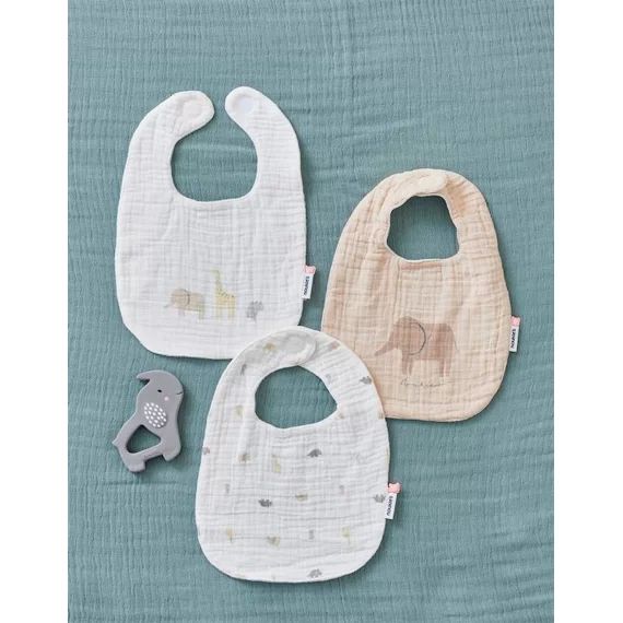 Set de 3 bavoirs imprimés beige