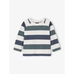 T-shirt bébé rayé manches longues bleu grisé