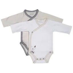 Bodies bébé en coton à  manches longues lot de 2 beige