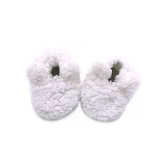 Chaussons de naissance ours en sherpa blanc (0-6 mois)