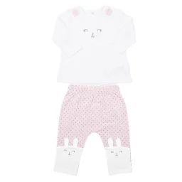 Pyjama Bébé 2 Pièces En Coton Bio Lapin Rose