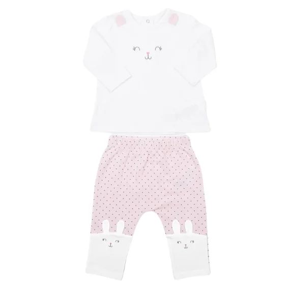 Pyjama Bébé 2 Pièces En Coton Bio Lapin Rose