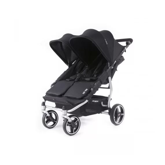 Poussette Double Baby Monsters Easy Twin 3S Light – Châssis Silver/ Canopys Noirs