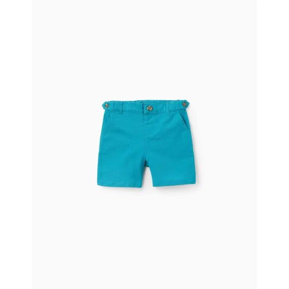Shorts Chino En Coton Et Lin Bleu