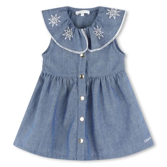 Robe avec broderies anglaises Fille Bleu