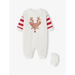 Coffret de Noël dors-bien renne + chaussettes bébé écru