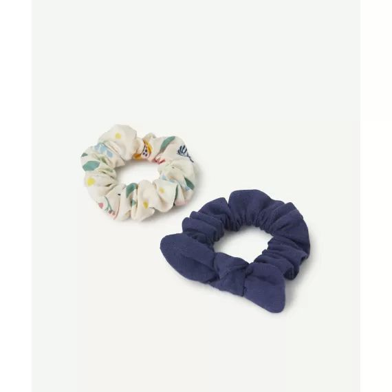 Les 2 chouchous uni bleu marine et fleuri –  – Soldes