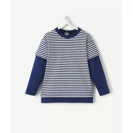 T-shirt évolutif 2 en 1 marinière bleu marine –  – Soldes