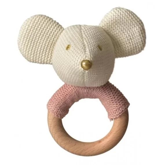 Egmont Toys – 700210 – Hochet Celestine en coton tricote et bois blanc