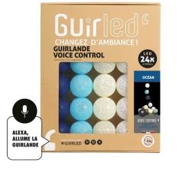 Guirlande lumineuse wifi boules coton LED USB – Commande Vocale – Maison connectée – Amazon Alexa & Google Assistant –  24 boules 2, bleu