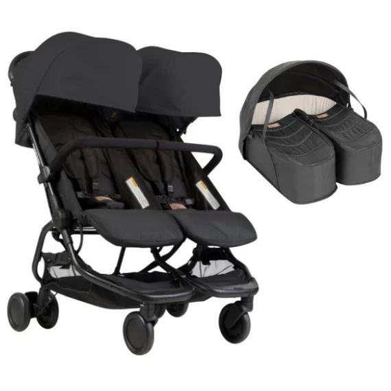 Poussette Double Mountain Buggy Nano Duo – Black + Cocoon Jumeaux