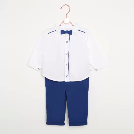 Pantalon coupe chino Garçon Bleu