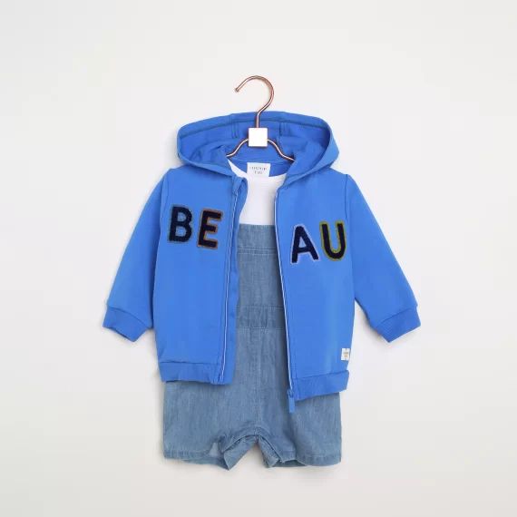 Sweat-shirt zippé à capuche Garçon Bleu