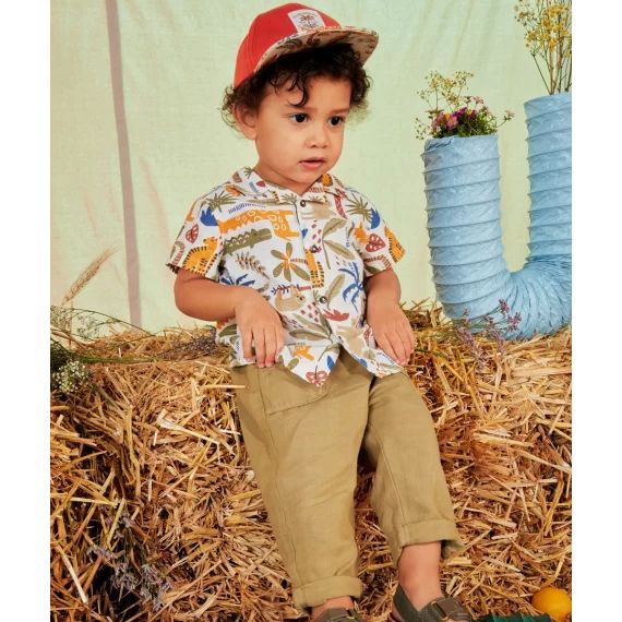 Pantalon fluide bébé garçon kaki avec poches –  – Soldes