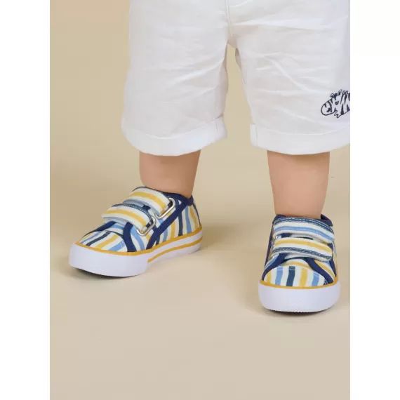 Tennis À Rayures Colorées Bébé Garçon – Ecru