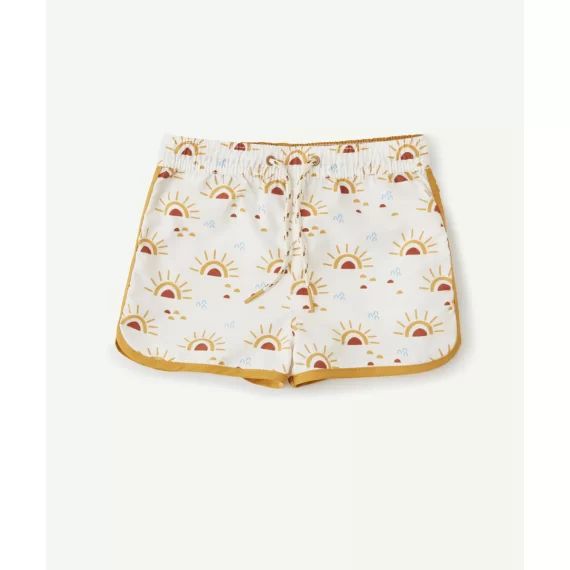 Le short de bain blanc imprimé soleil –  – Soldes