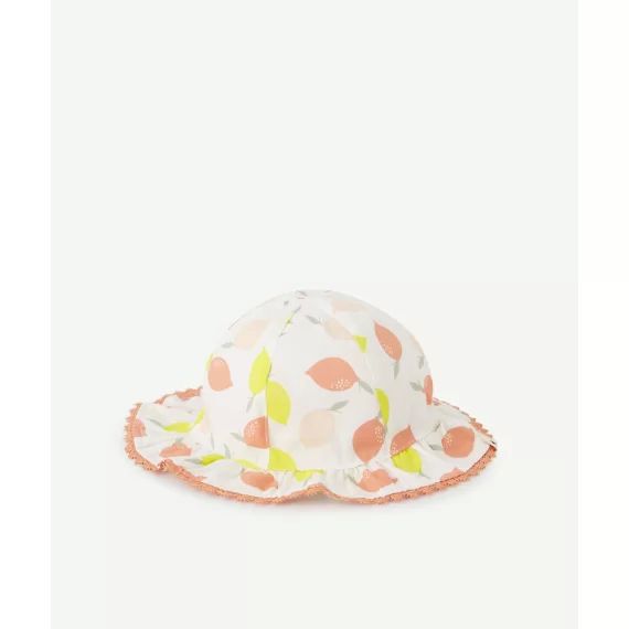 Bob bébé fille en coton blanc et imprimé avec citrons colorés –  – Soldes
