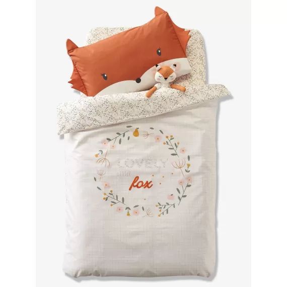Housse de couette bébé FLEURETTES ecru / multico