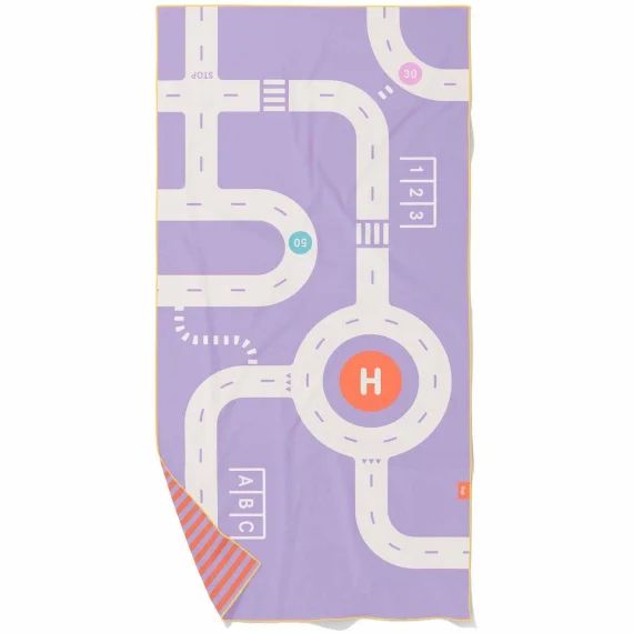 Serviette De Plage 2 En 1 Violet, Blanc, Orange