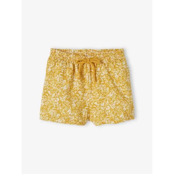 Short bébé fille en maille moutarde imprimé