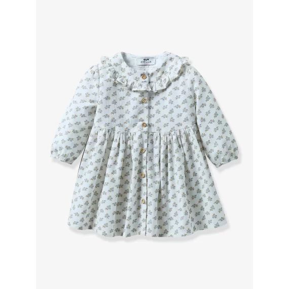 Robe bébé en velours imprimé CYRILLUS bleu imprimé