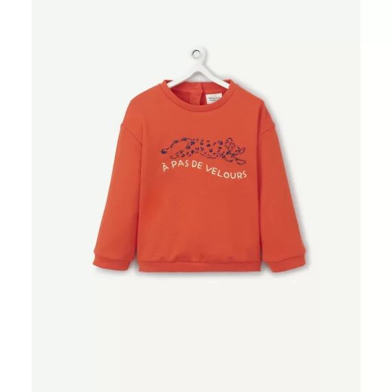 Sweat bébé fille en coton bio rouge avec tigre doux –  – Soldes