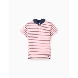 Polo En Piqué De Coton À Rayures Rouge