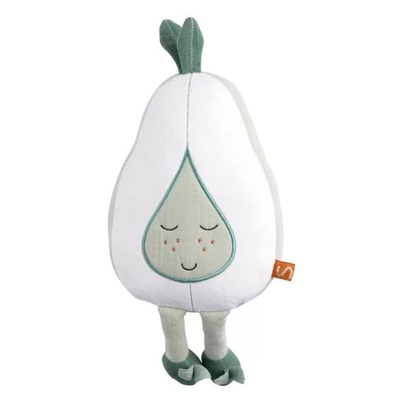 Doudou poire en coton blanc blanc