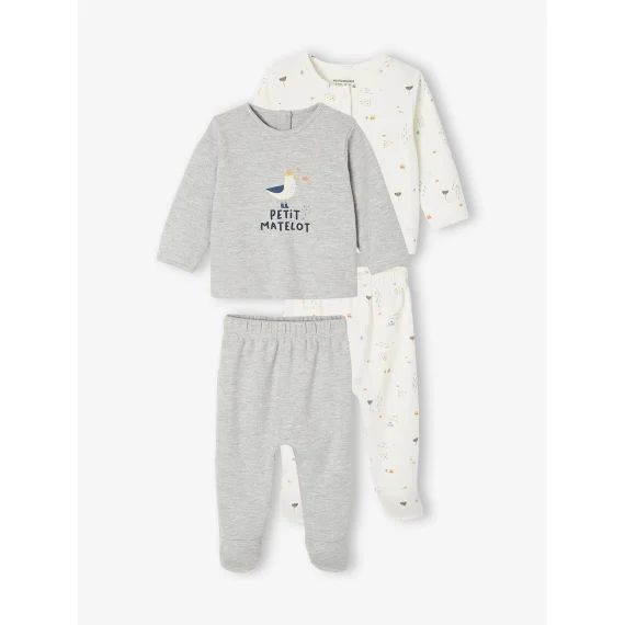 Lot de 2 Pyjamas bébé 2 pièces gris chiné