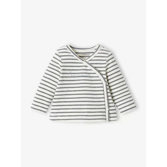 Brassière bébé naissance coton et élasthanne BASICS ivoire rayé